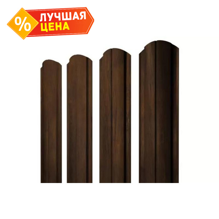 Штакетник Полукруглый Slim фигурный Grand Line 0,45 Print Elite Chestnut Wood Chestnut Wood
