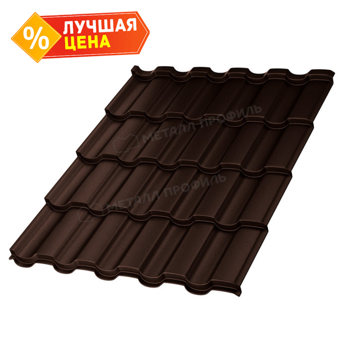 Металлочерепица Металл-Профиль Монтекристо-XL 0,5 VALORI DarkBrown/Темно-коричневый